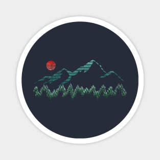 green mountain and red moon Magnet